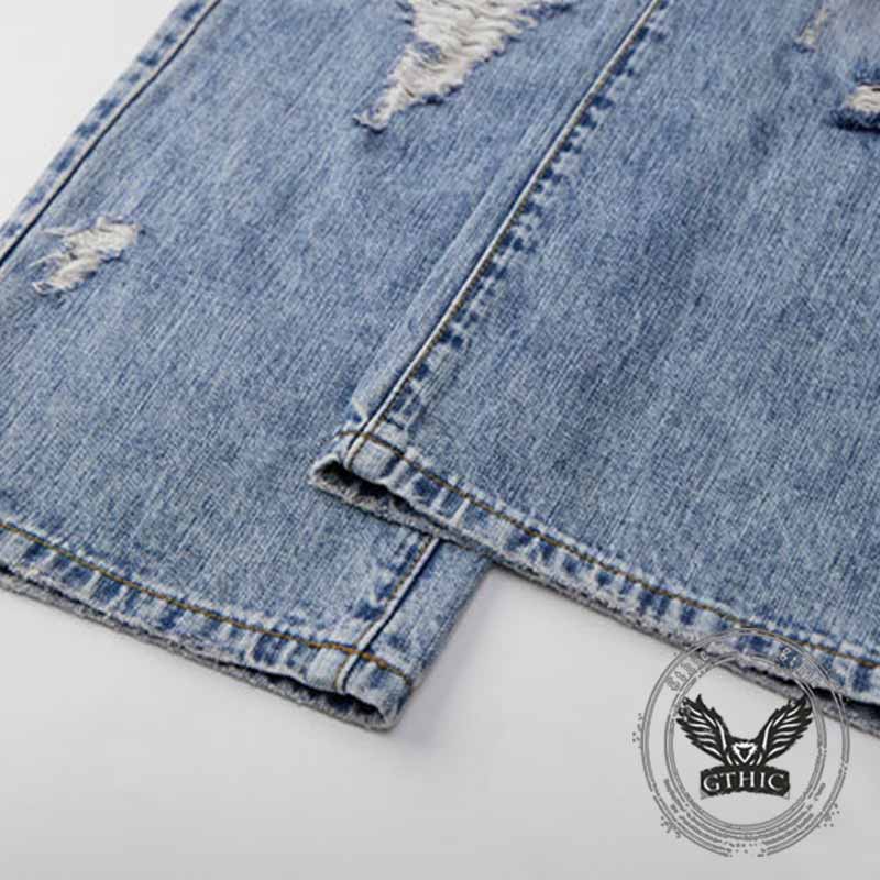 Pantaloni punk da uomo in cotone con stampa teschio patch