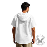 Fashion Thin Breathable Hooded Short Sleeve Linen Shirt