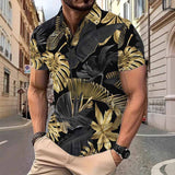Fashion Tropical Plant Print Short Sleeve Polo Shirt 01 | Gthic.com