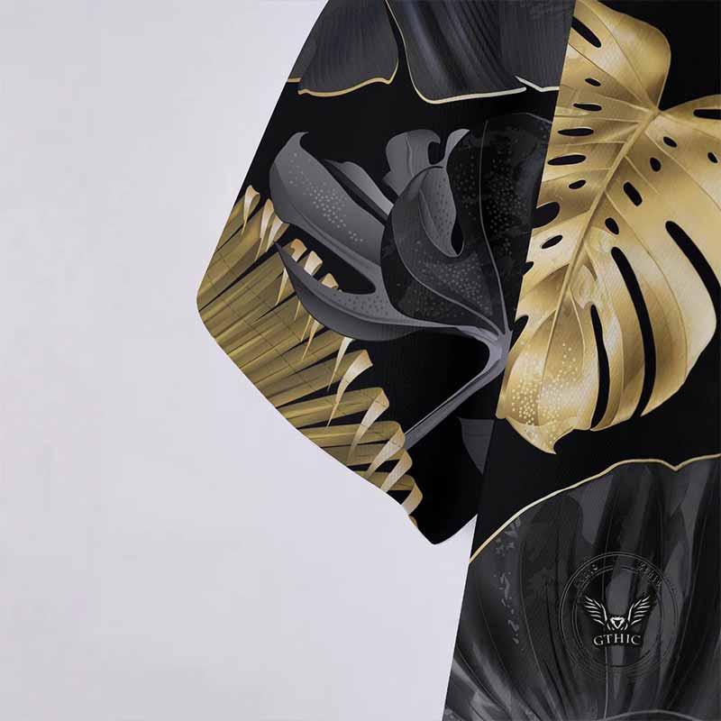 Fashion Tropical Plant Print Short Sleeve Polo Shirt 03 | Gthic.com