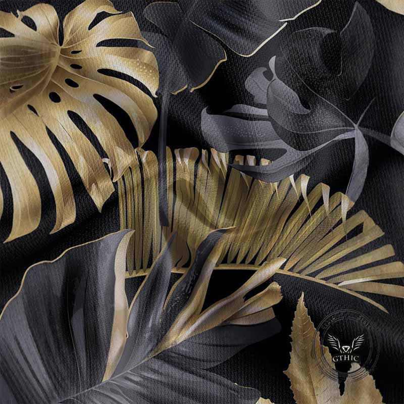 Fashion Tropical Plant Print Short Sleeve Polo Shirt