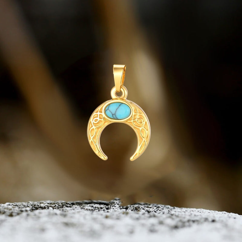 Fashion Turquoise Moon Stainless Steel Pendant