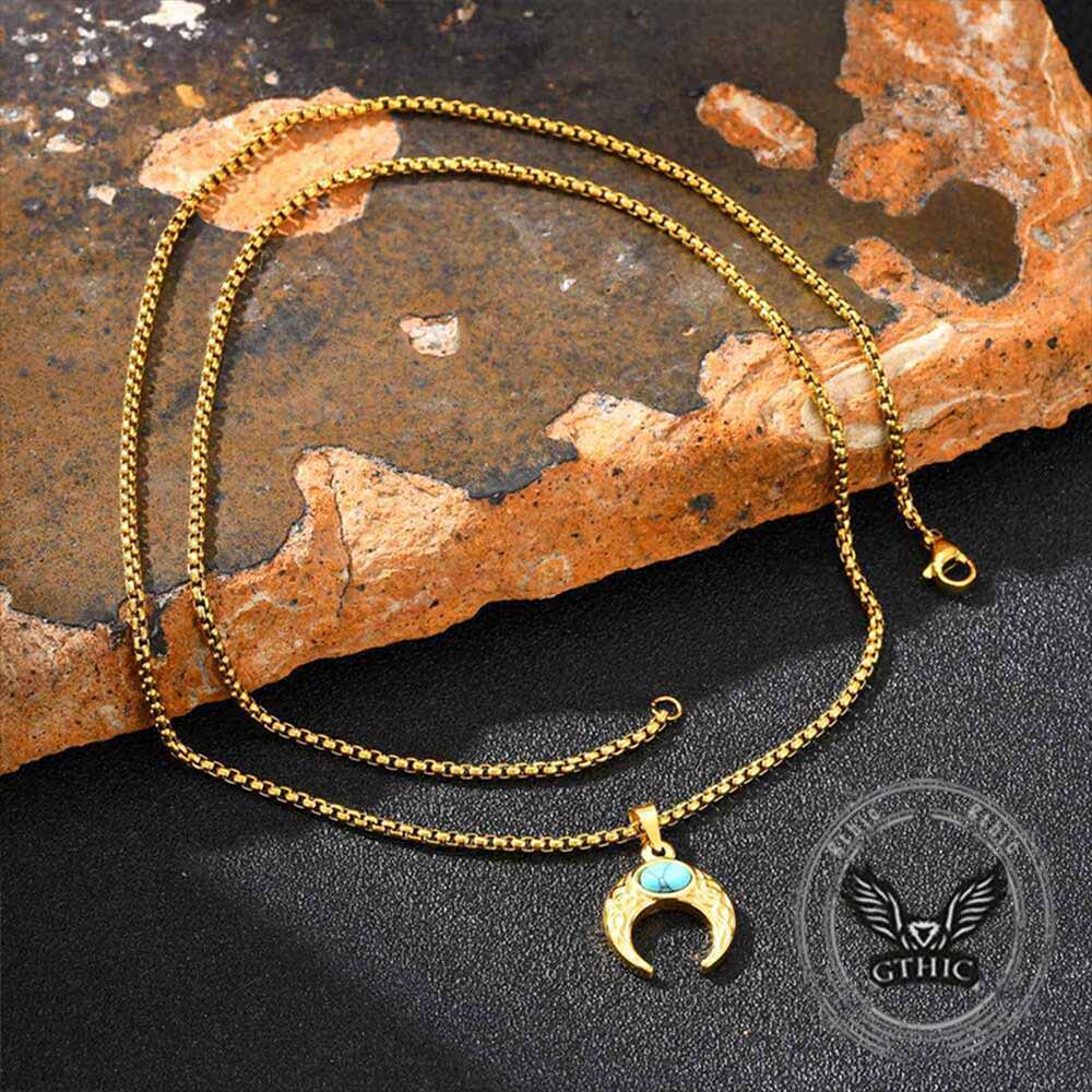 Fashion Turquoise Moon Stainless Steel Pendant