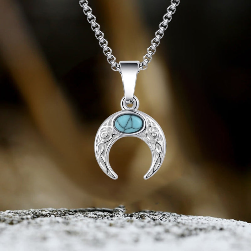 Fashion Turquoise Moon Stainless Steel Pendant
