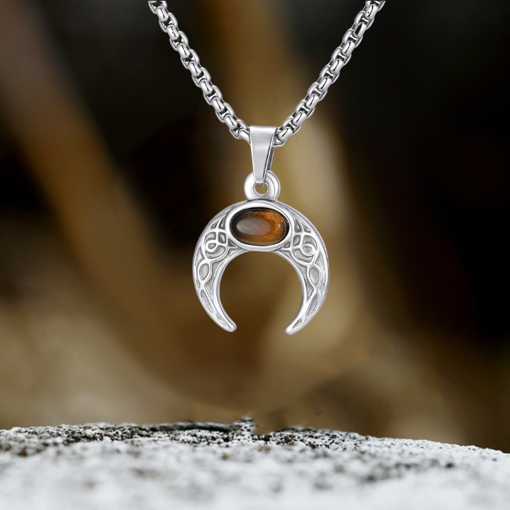 Fashion Turquoise Moon Stainless Steel Pendant