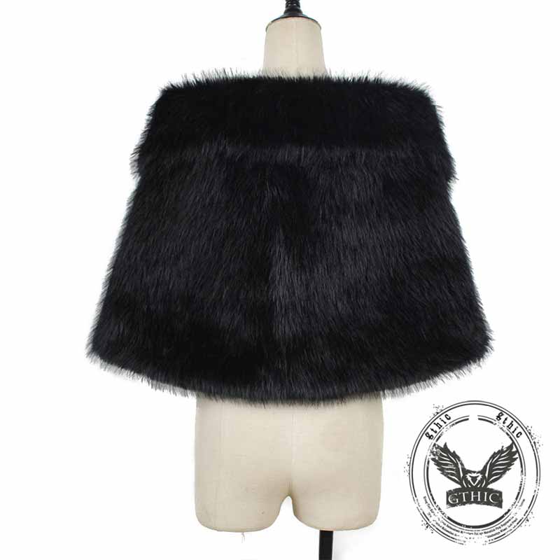 Fashion V-Neck Faux Fur Party Gown Plush Shawl