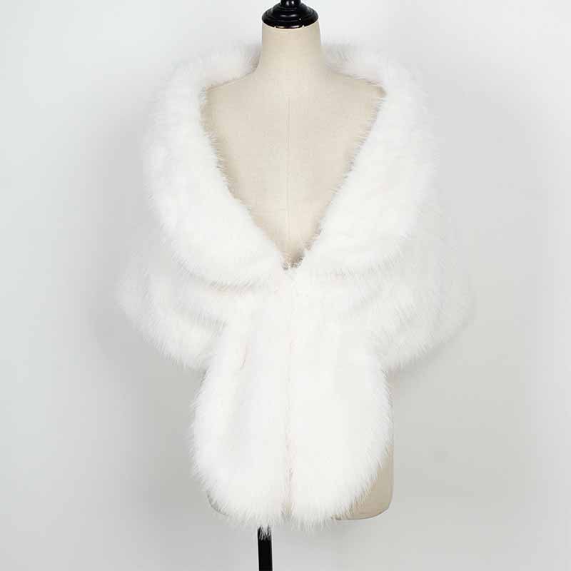 Fashion V-Neck Faux Fur Party Gown Plush Shawl