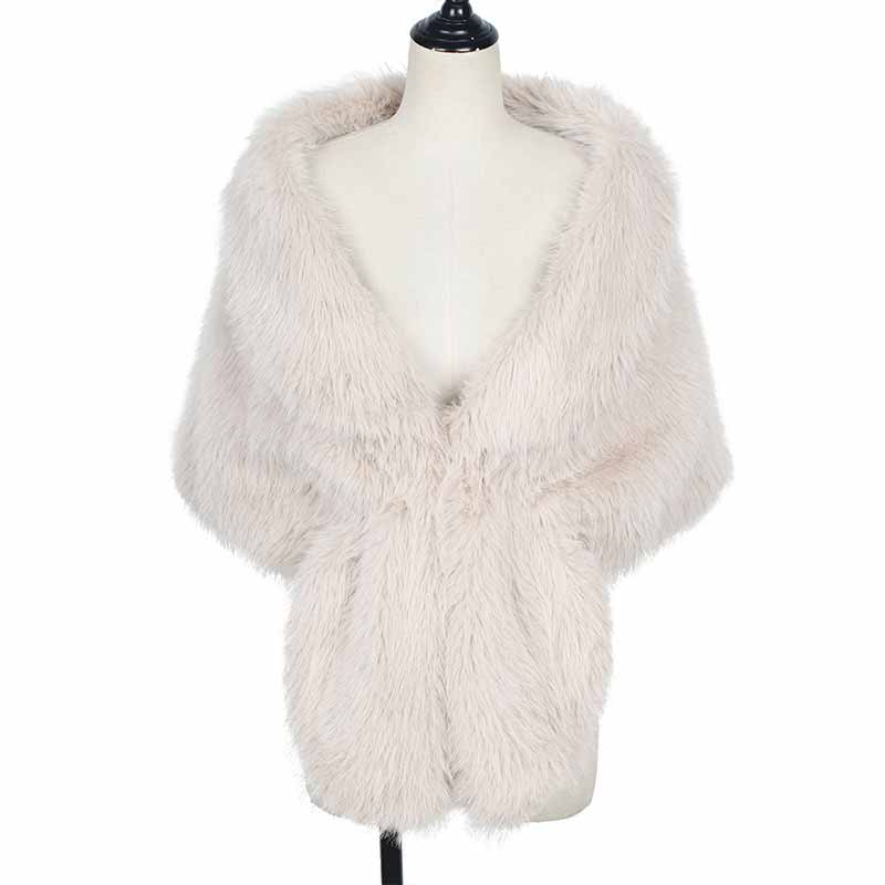 Fashion V-Neck Faux Fur Party Gown Plush Shawl