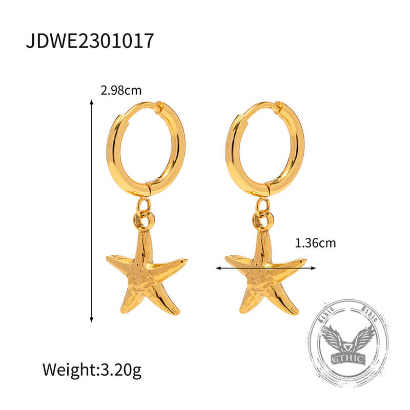 Fashion Versatile Starfish Stainless Steel Hoop Earrings | Gthic.com