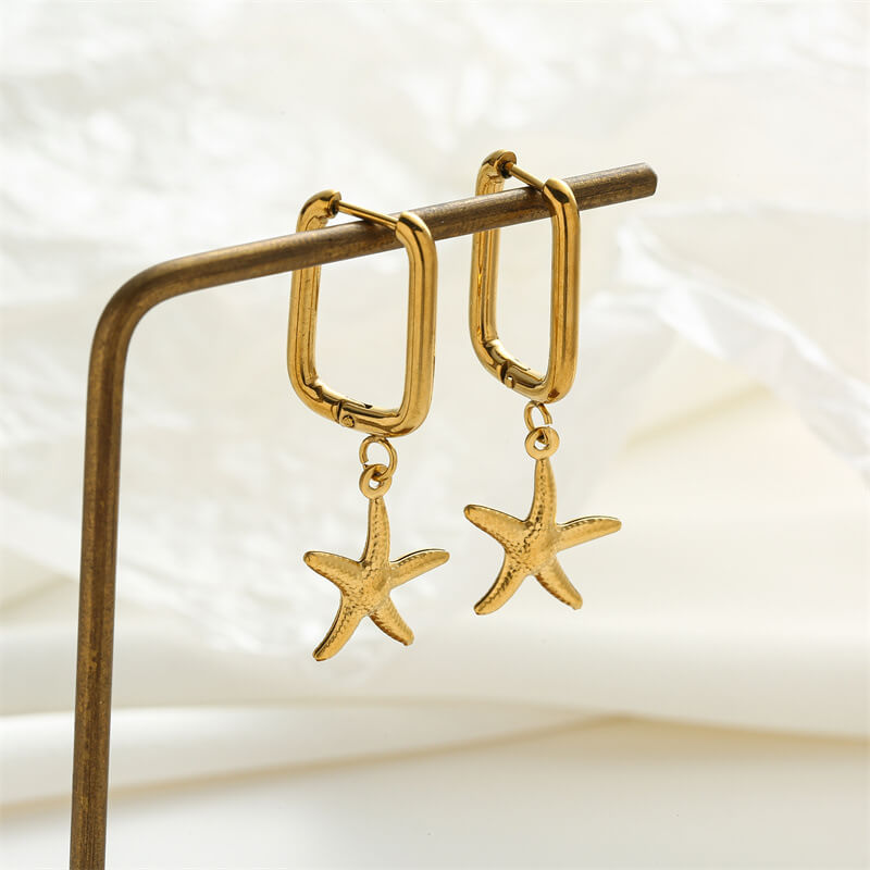 Fashion Versatile Starfish Stainless Steel Hoop Earrings | Gthic.com