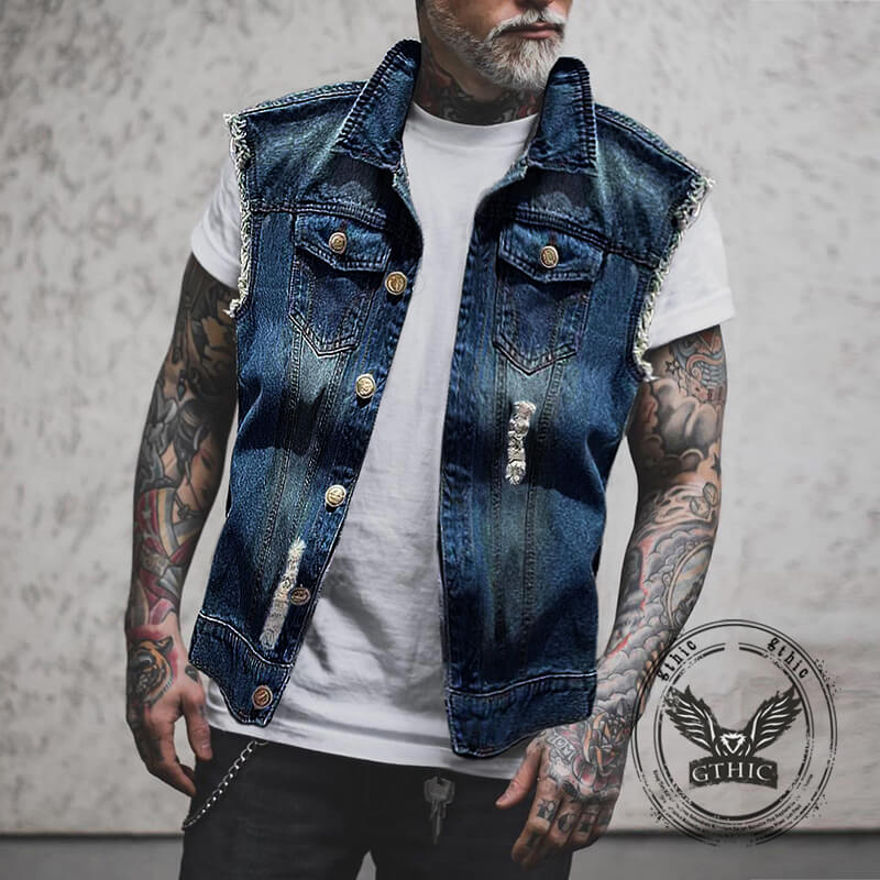 Gilet tête de mort en coton brodé imprimé