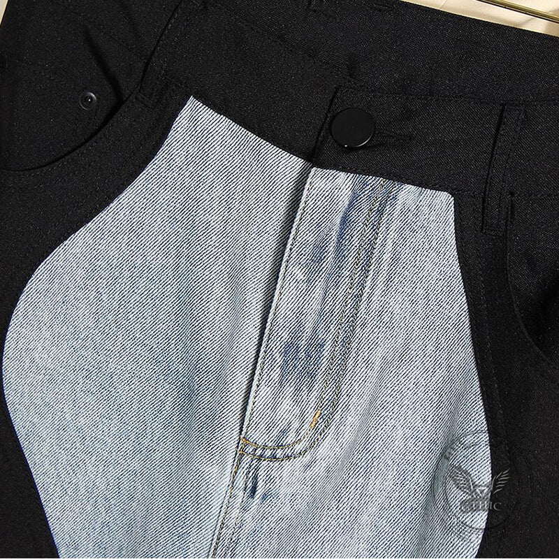 Punk-Hose für Herren aus Baumwolle mit Aufnäher und Totenkopf-Aufdruck