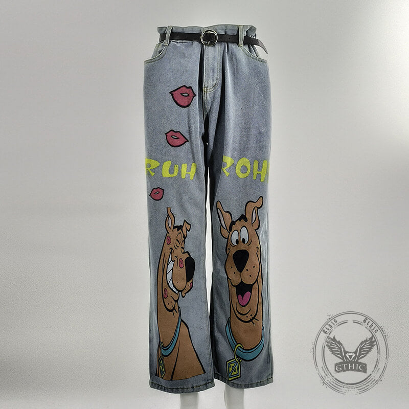 Patch Skull Print katoenen heren punkbroek