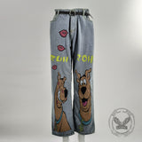 Punk-Hose für Herren aus Baumwolle mit Aufnäher und Totenkopf-Aufdruck