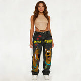 Fashion Y2K Cartoon Pattern High Waist Jeans | Gthic.com