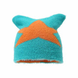 Fashion Y2K Cat Ear Star Print Knitted Beanie Hat