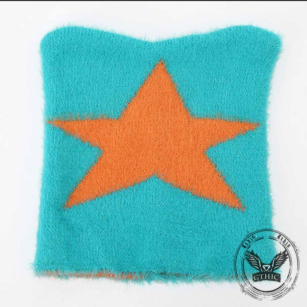 Fashion Y2K Cat Ear Star Print Knitted Beanie Hat