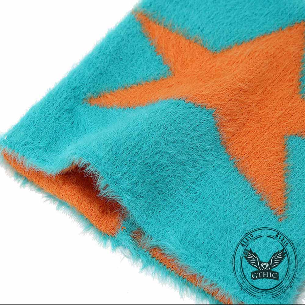Fashion Y2K Cat Ear Star Print Knitted Beanie Hat