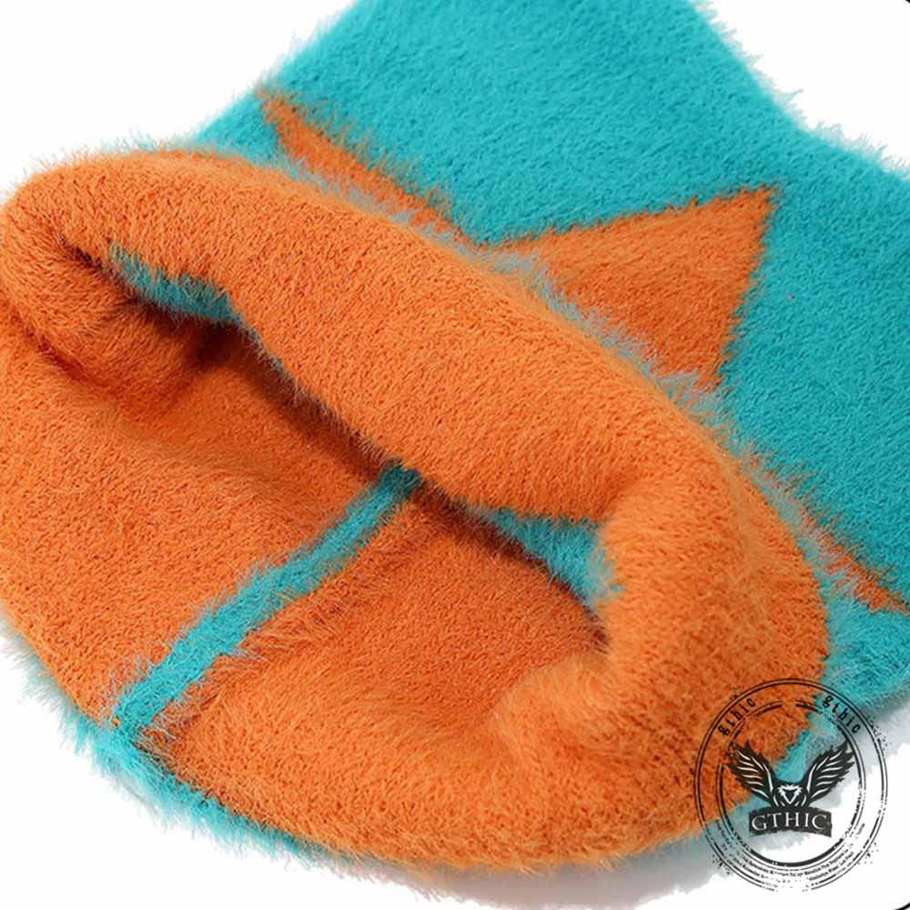 Fashion Y2K Cat Ear Star Print Knitted Beanie Hat