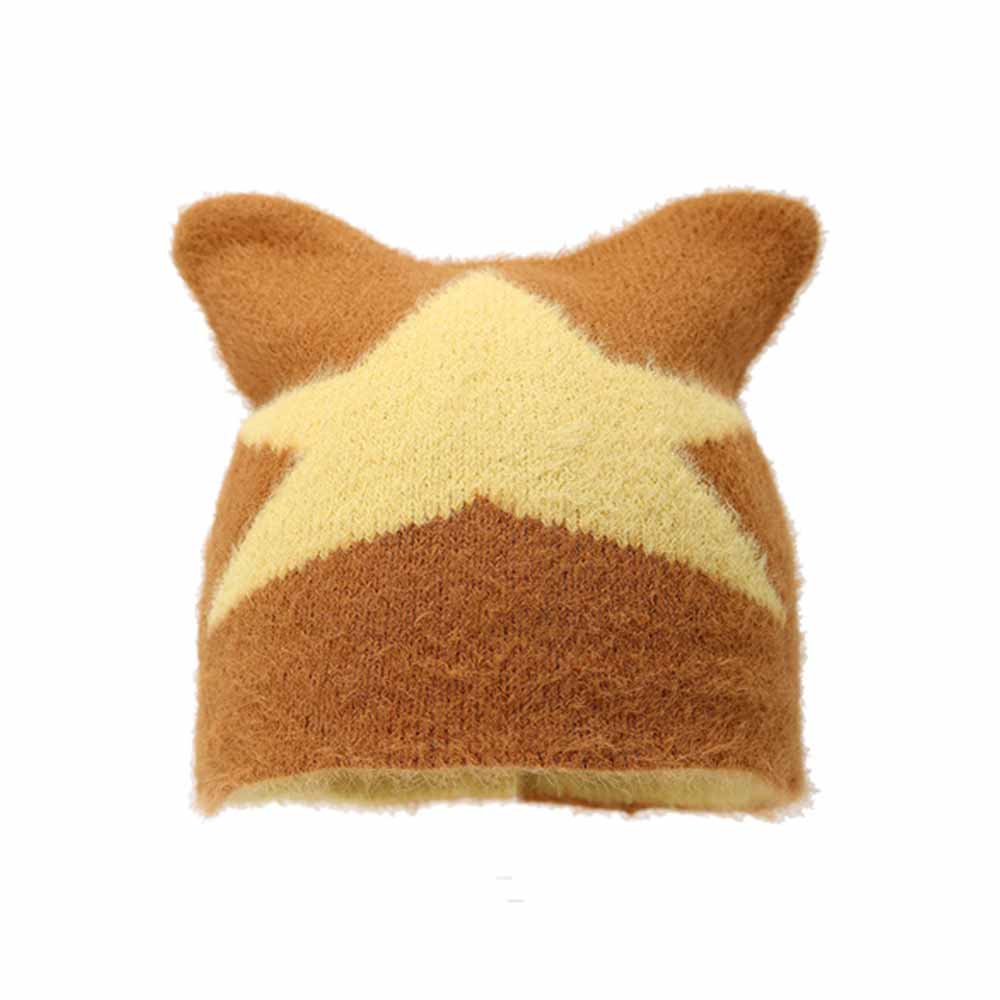 Fashion Y2K Cat Ear Star Print Knitted Beanie Hat