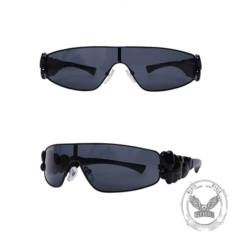 Fashion Y2K Metal Full Frame Heart PC Sunglasses