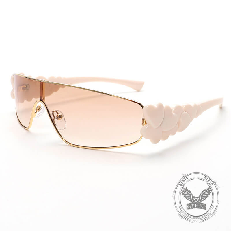 Fashion Y2K Metal Full Frame Heart PC Sunglasses | Gthic.com