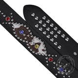 Fashion Y2K Rivet Colorful Rhinestone PU Leather Belt