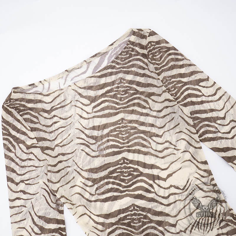 Fashionable Animal Print Lightweight Bell Sleeve Top