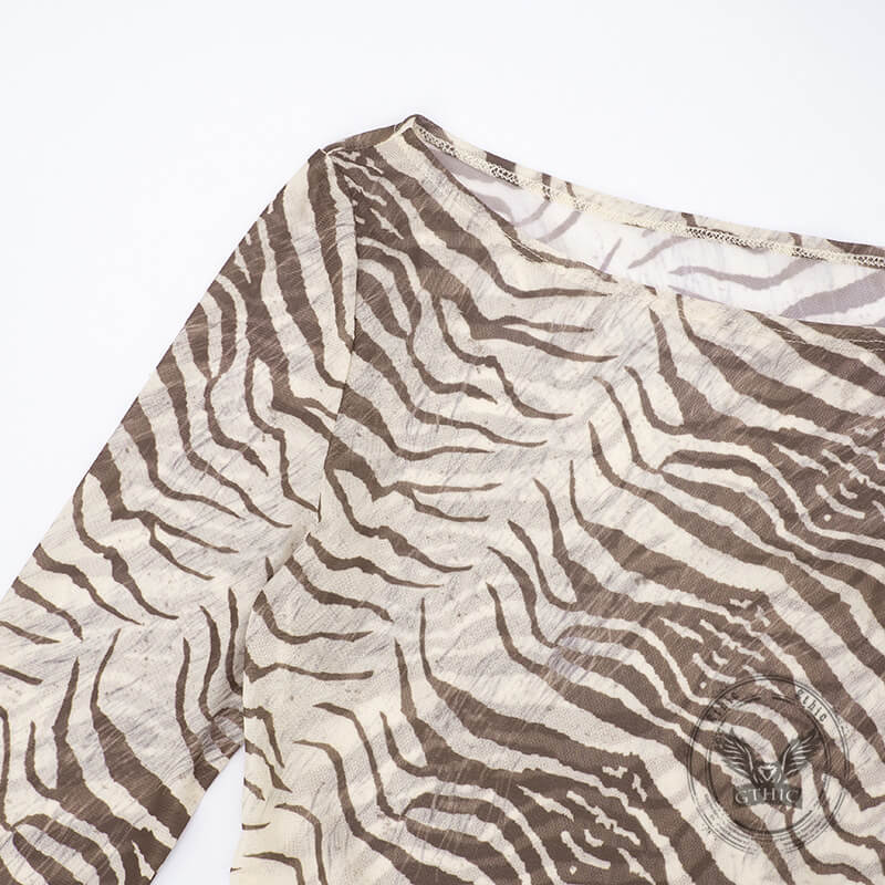 Fashionable Animal Print Lightweight Bell Sleeve Top