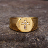 Fashionable Diamond Cross Stainless Steel Ring