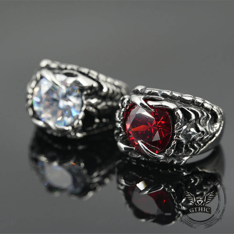 Fashionable Dragon Claw Gemstone Stainless Steel Ring | Gthic.com
