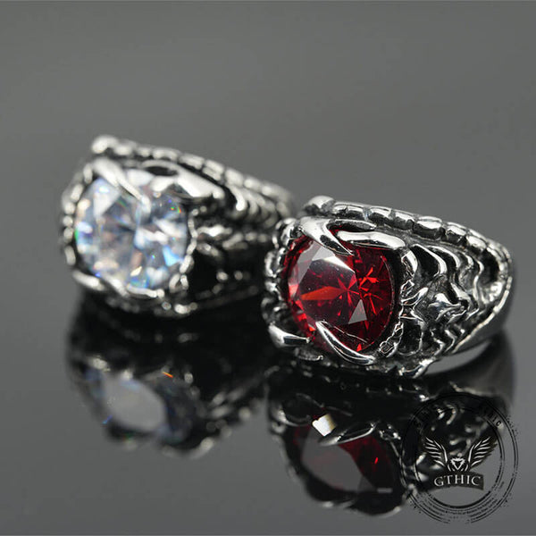 Fashionable Dragon Claw Gemstone Stainless Steel Ring | Gthic.com