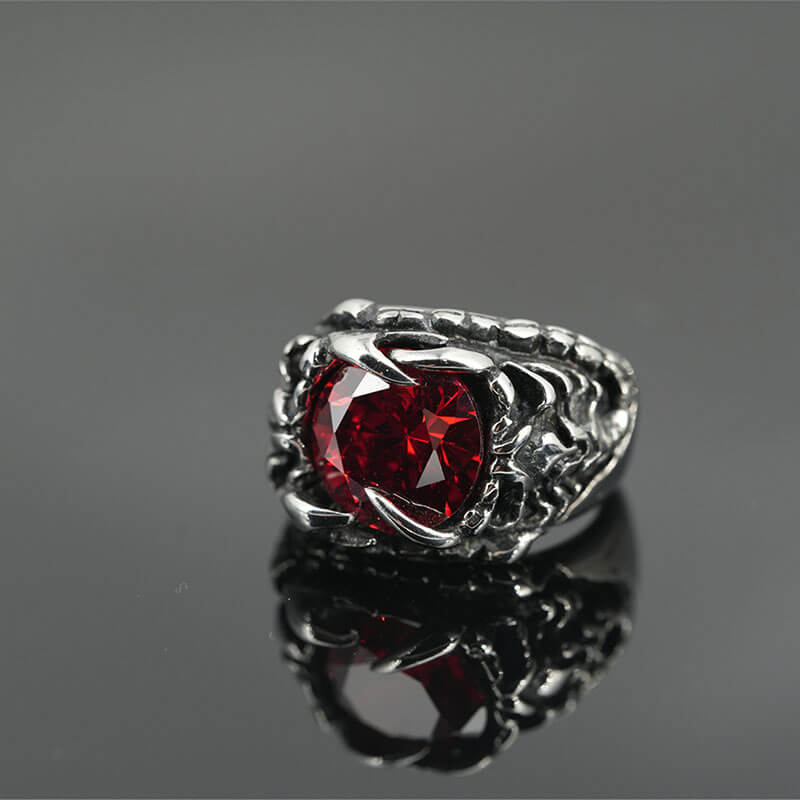 Fashionable Dragon Claw Gemstone Stainless Steel Ring | Gthic.com