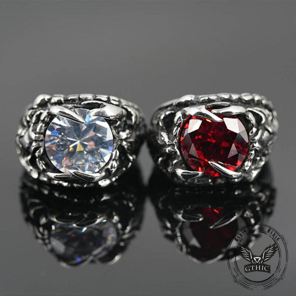 Fashionable Dragon Claw Gemstone Stainless Steel Ring | Gthic.com