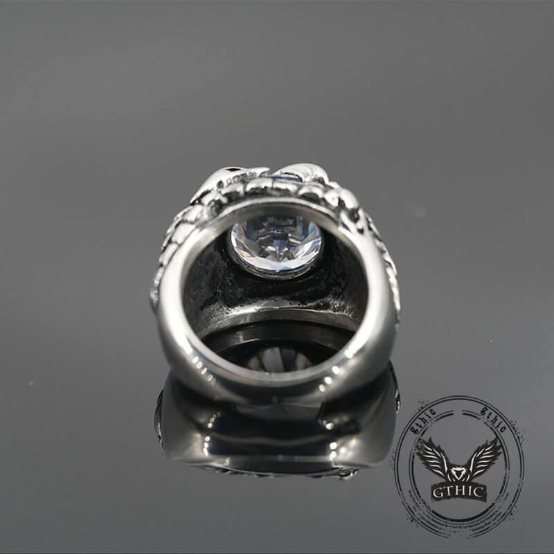 Fashionable Dragon Claw Gemstone Stainless Steel Ring | Gthic.com