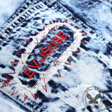 Fashionable Embroidered Ripped Colorblock Straight Jeans | Gthic.com