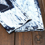 Fashionable Embroidered Ripped Colorblock Straight Jeans | Gthic.com