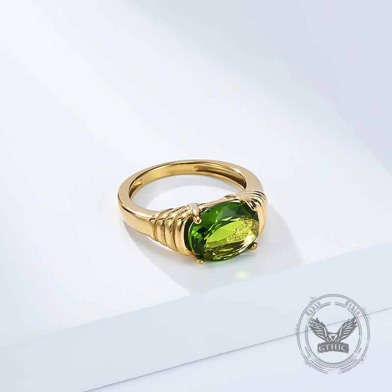 Fashionable Gemstone Stainless Steel Narrow Ring