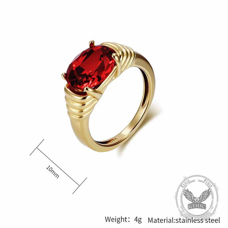 Fashionable Gemstone Stainless Steel Narrow Ring