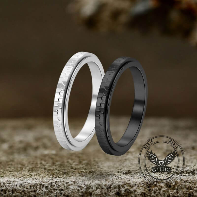 Fashionable Hammered Stainless Steel Spinner Ring | Gthic.com