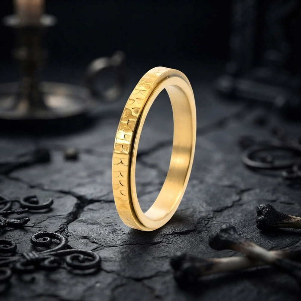 Fashionable Hammered Stainless Steel Spinner Ring