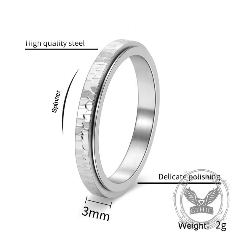 Fashionable Hammered Stainless Steel Spinner Ring | Gthic.com