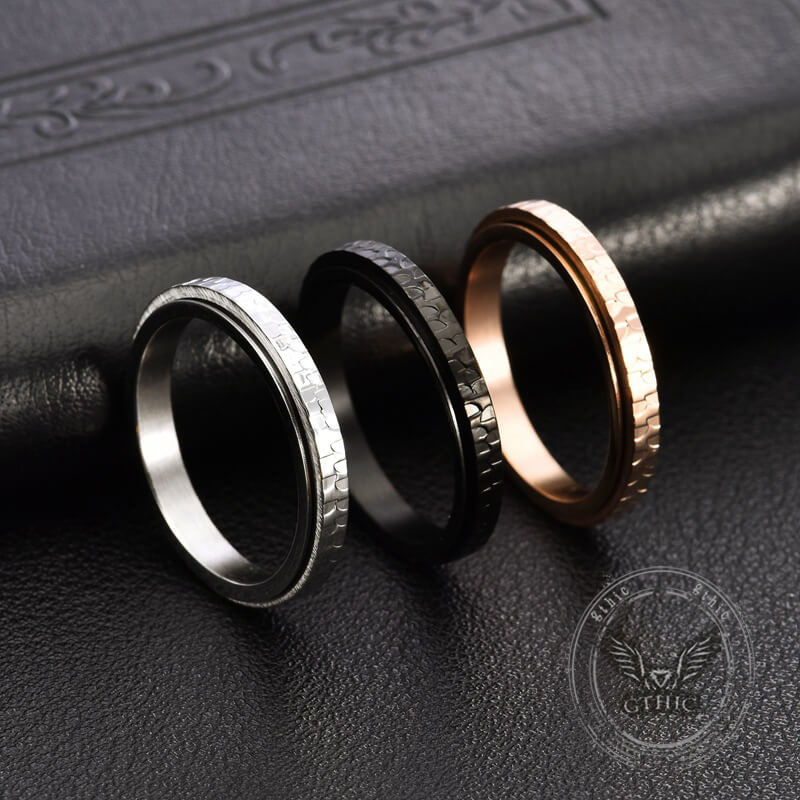 Fashionable Hammered Stainless Steel Spinner Ring | Gthic.com