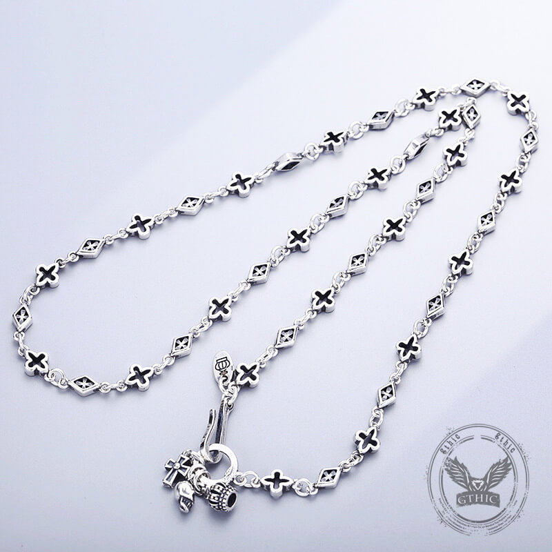 Fashionable Mosaic Square Cross Sterling Silver Necklace | Gthic.com