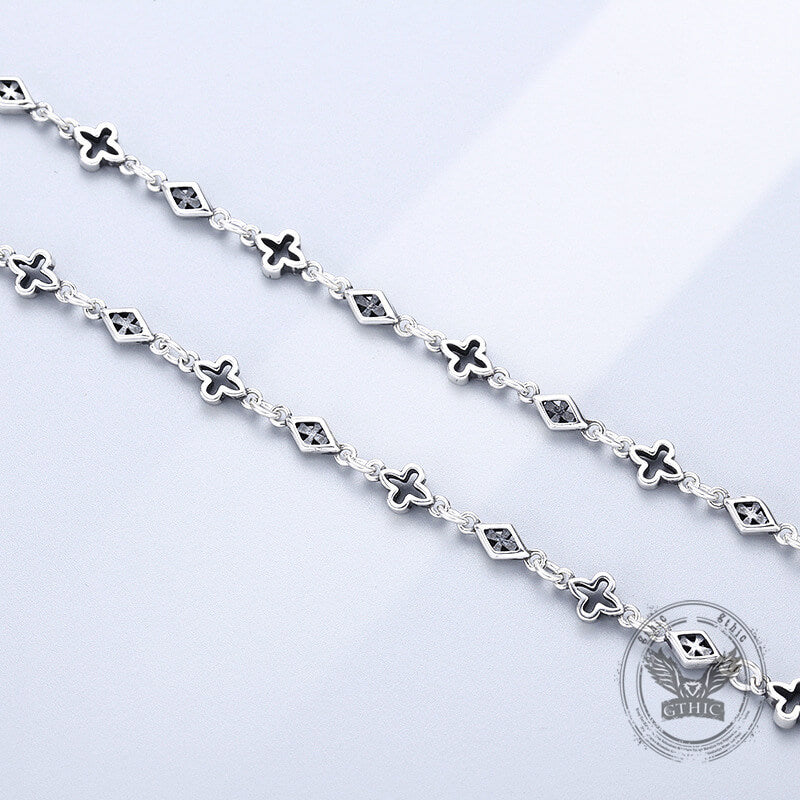 Fashionable Mosaic Square Cross Sterling Silver Necklace | Gthic.com
