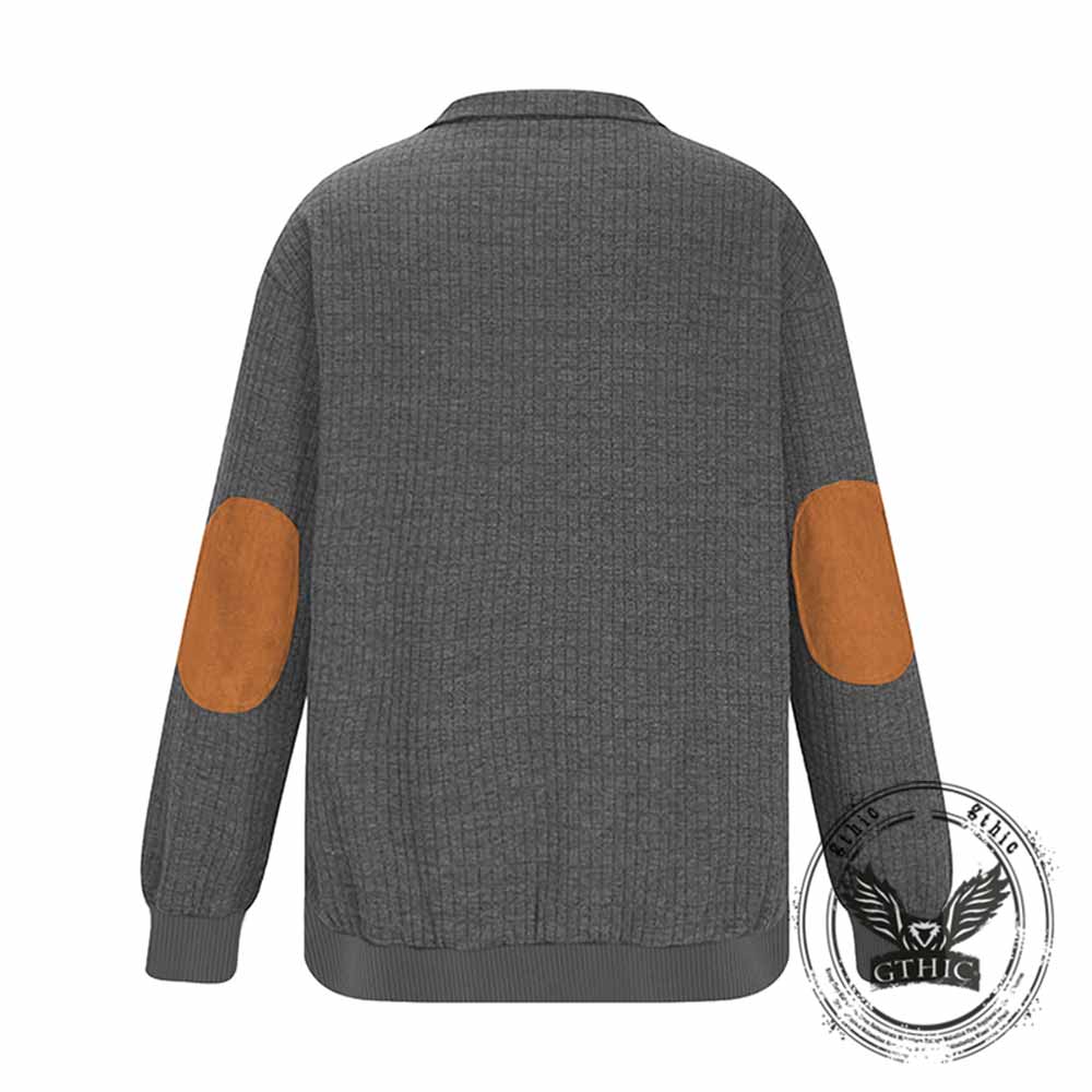 Fashionable Plaid Half-Zip Jacquard Sweatshirt