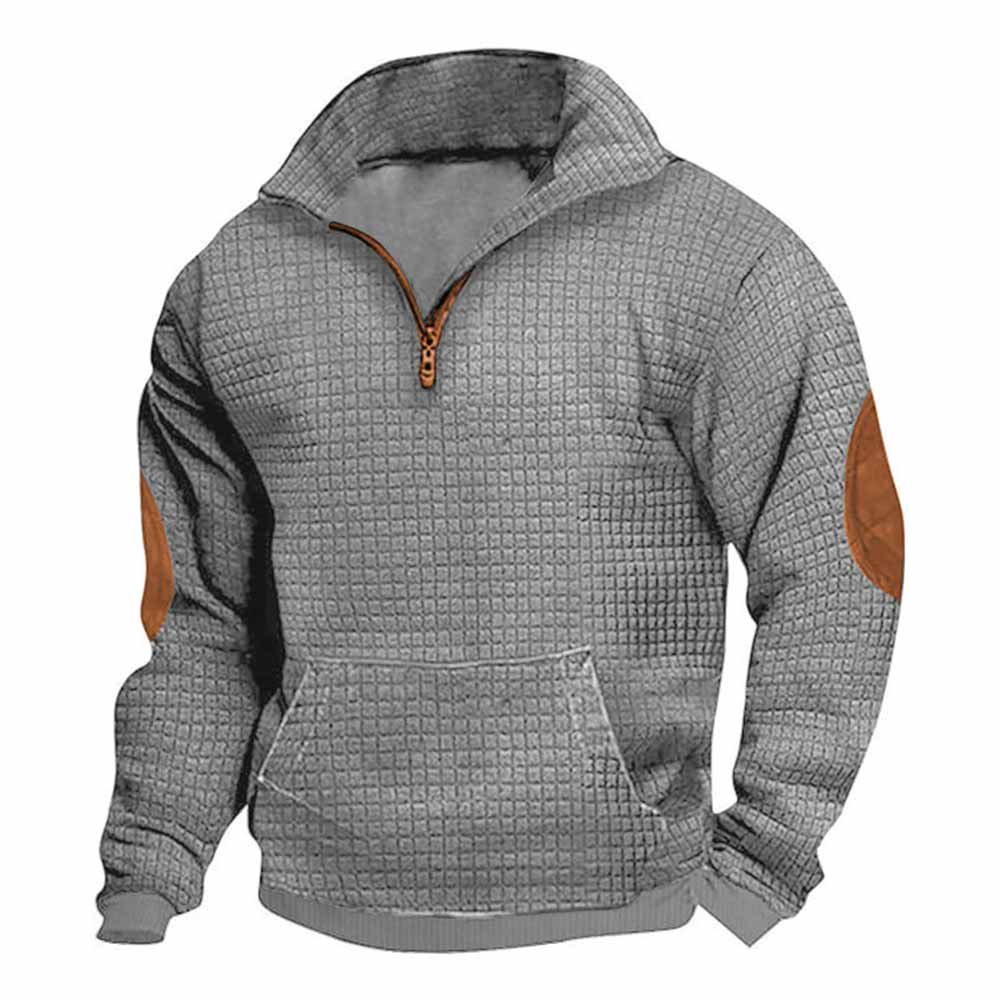 Fashionable Plaid Half-Zip Jacquard Sweatshirt | Gthic.com