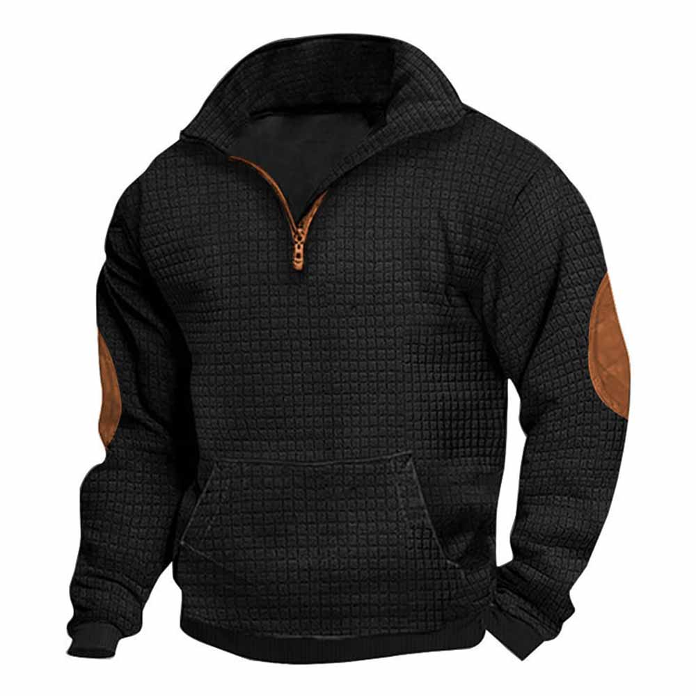 Fashionable Plaid Half-Zip Jacquard Sweatshirt | Gthic.com