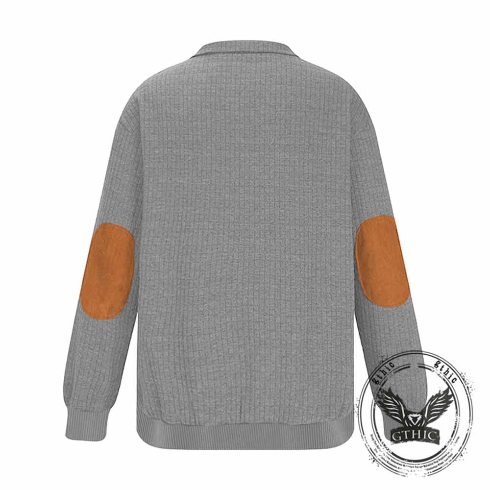 Fashionable Plaid Half-Zip Jacquard Sweatshirt