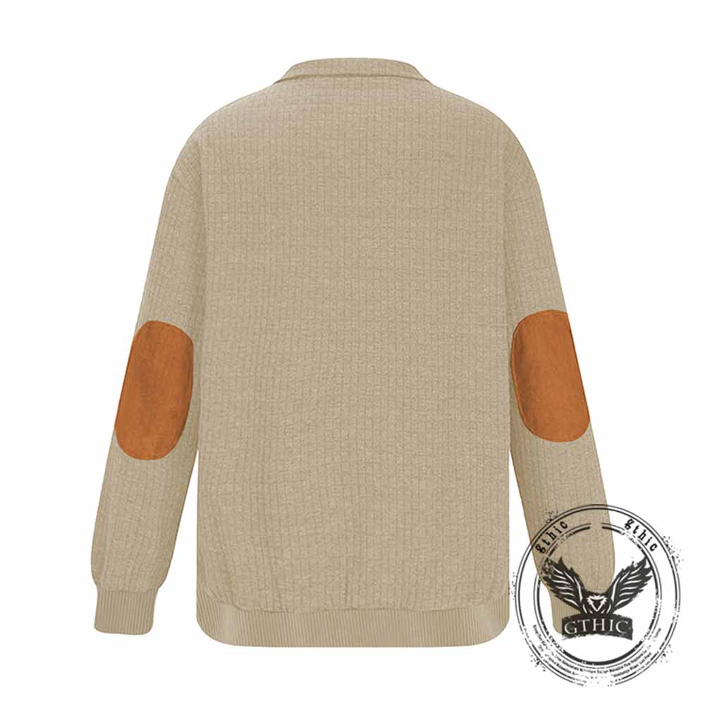 Fashionable Plaid Half-Zip Jacquard Sweatshirt